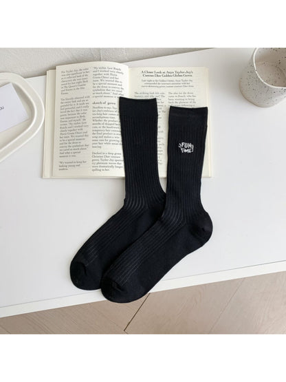 Rufia - FUN TIME Letter Embroidery Crew Socks
