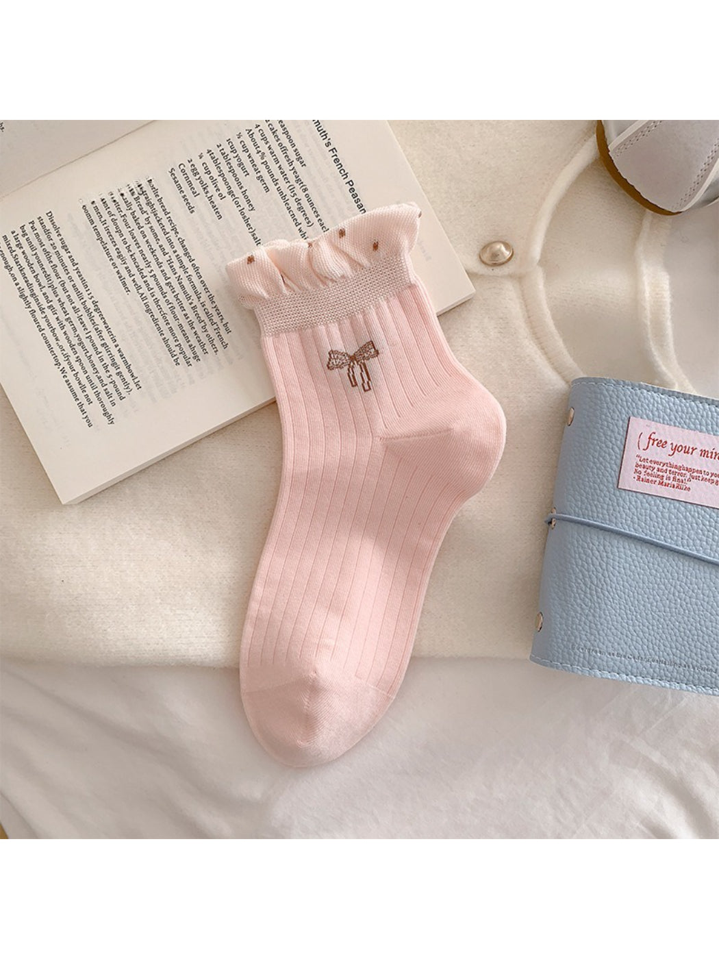 Rufia - Bow Embroidered Ruffle Crew Socks product image 7