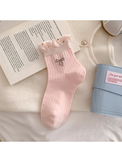 Rufia - Bow Embroidered Ruffle Crew Socks product image 7
