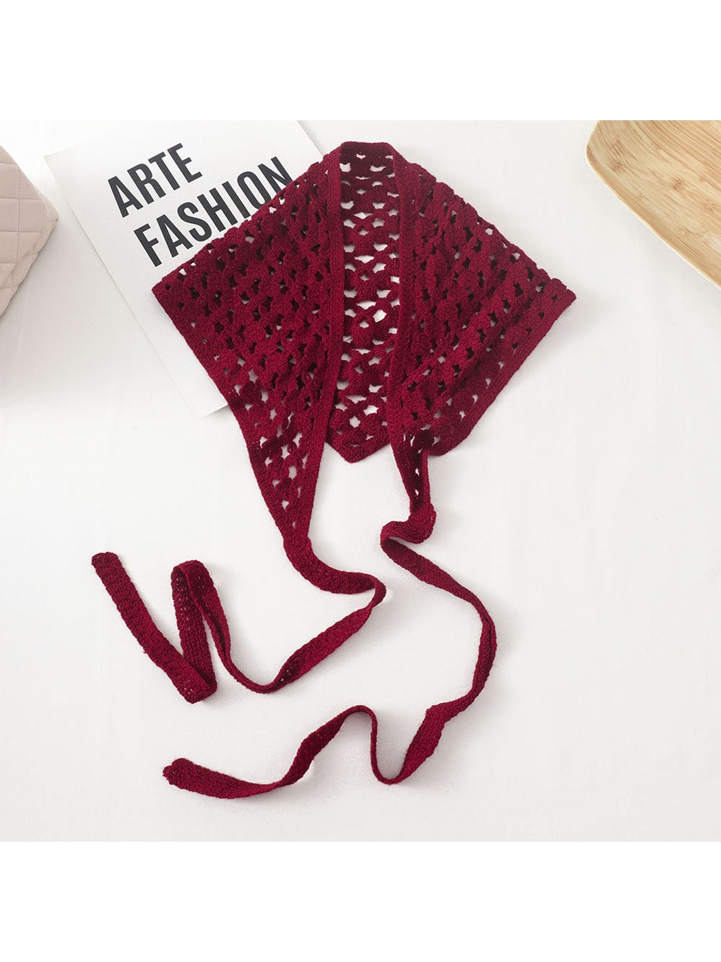 Scarvii - Cutout Lattice Tie Layering Triangle Headband