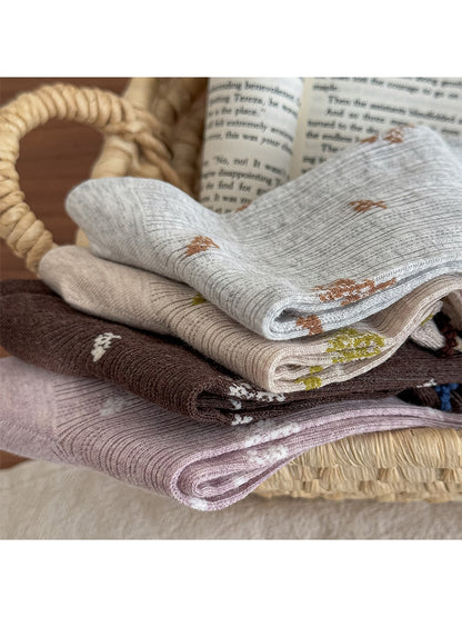 Rufia - Vintage Floral Ruffle Trim Crew Socks