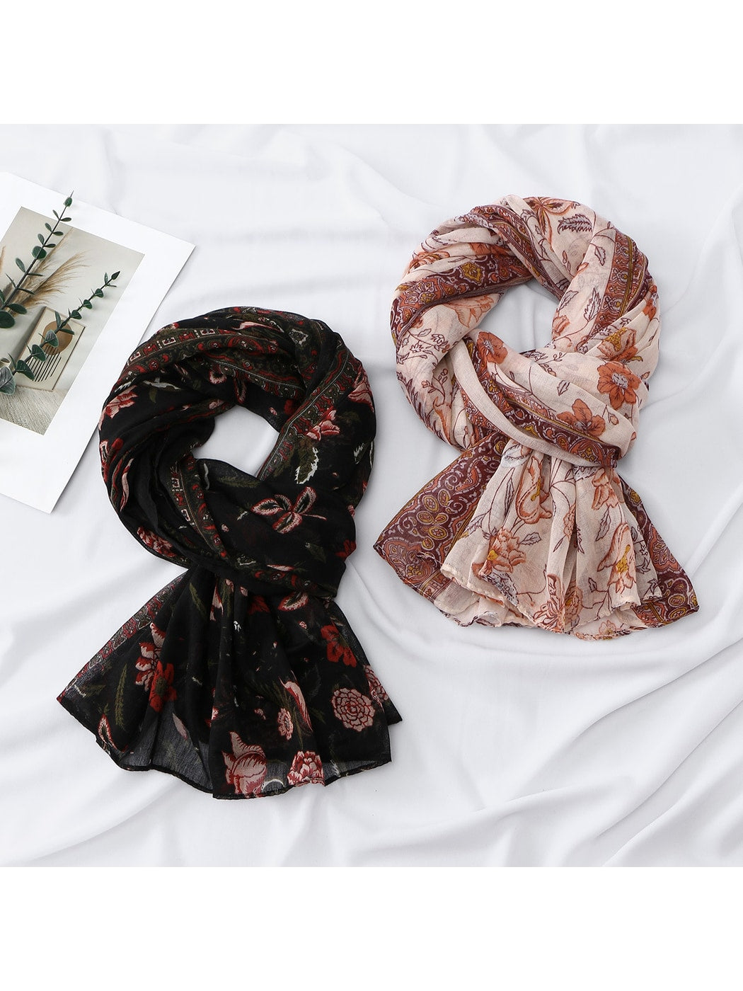 Scarvii - Floral Pattern Lightweight Wrap Scarf