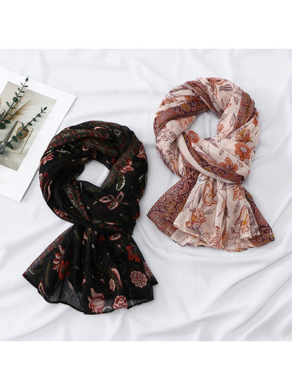 Scarvii - Floral Pattern Lightweight Wrap Scarf