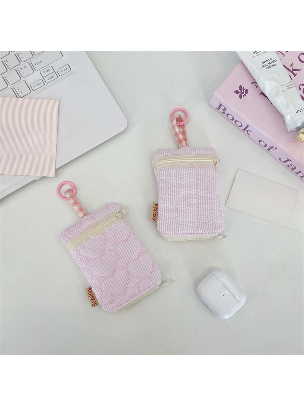 Cosbai Mini Zipper Key Pouch attached to a set of keys with clip