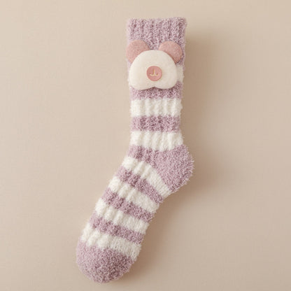 Rufia - Striped Cute Towel Socks