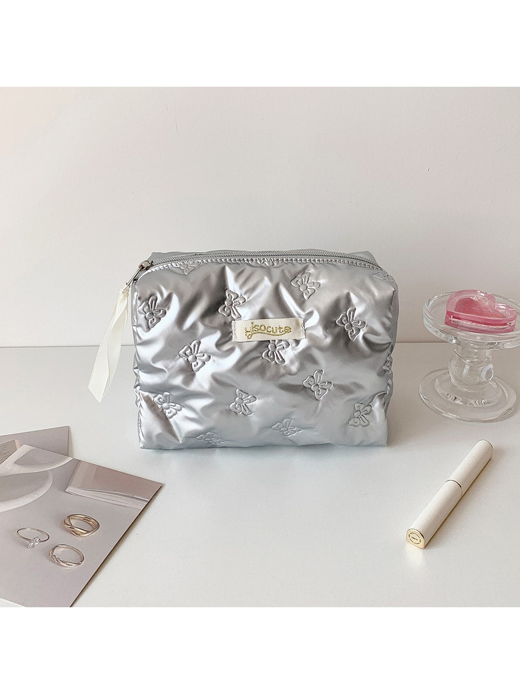 Cosbai - Minimal Embossed Storage Makeup Bag