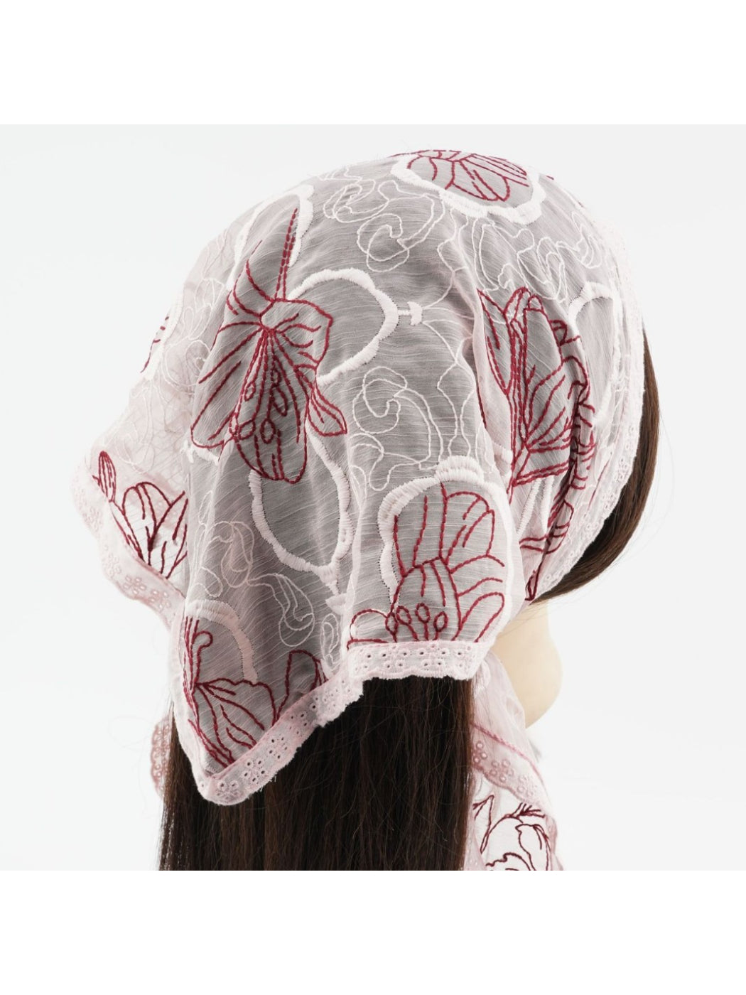 Scarvii - Sheer Floral Embroidery Headscarf