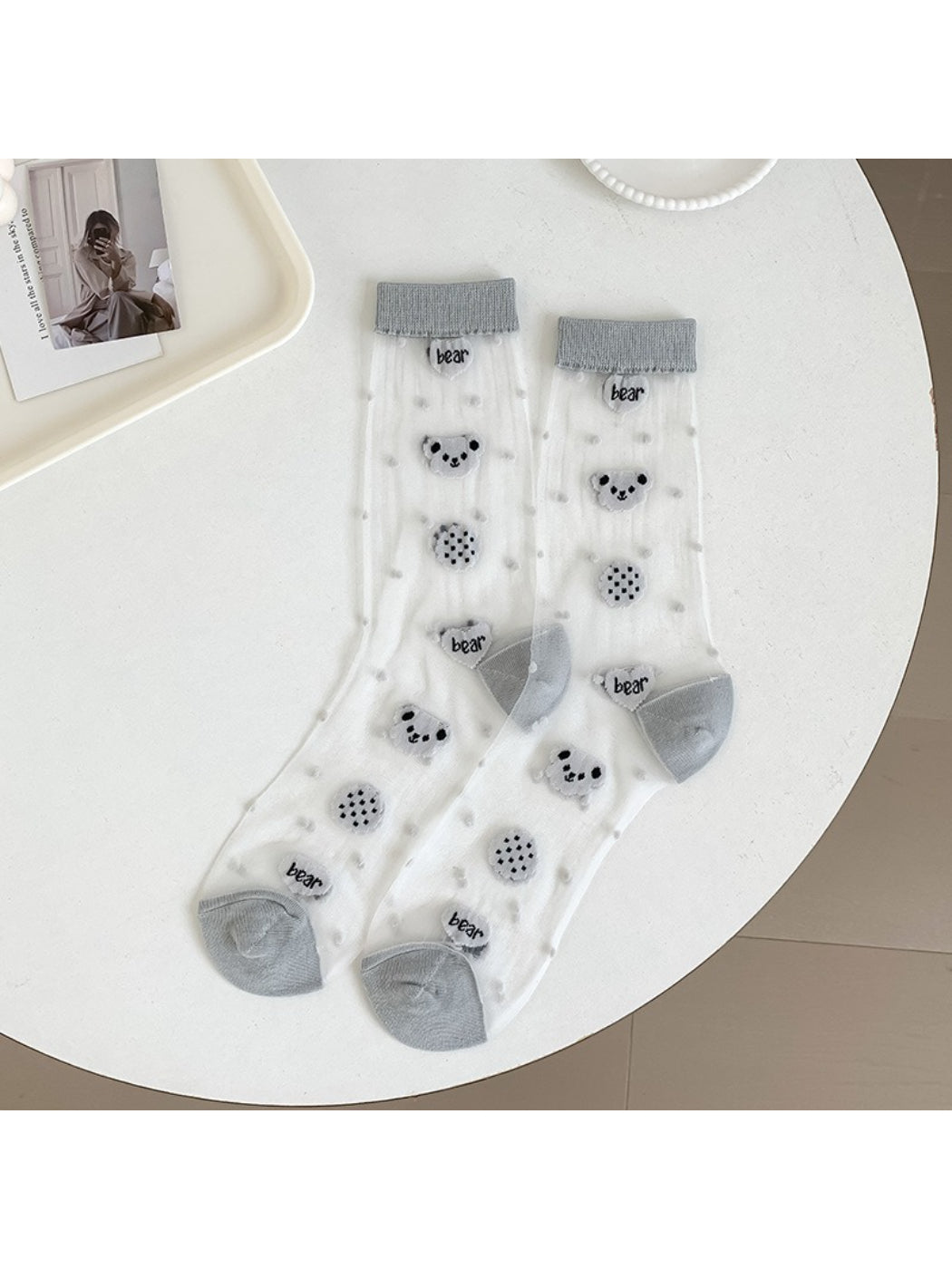 Rufia - Bear Polka Dot Sheer Crew Socks product image 6