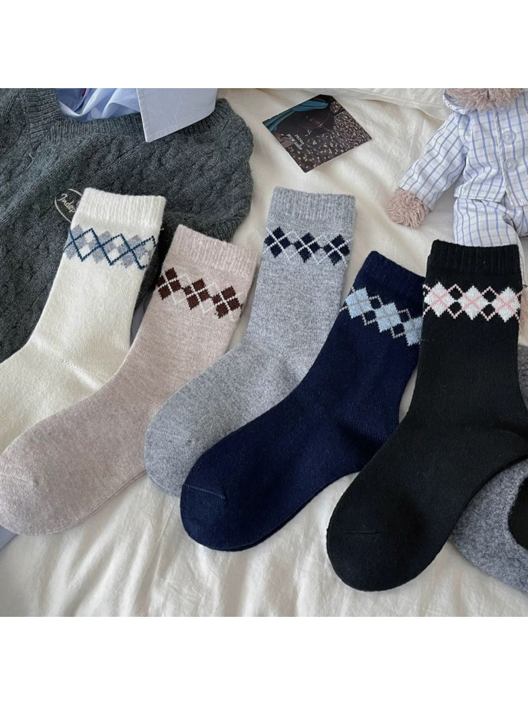 Rufia - Argyle Knit Crew Socks