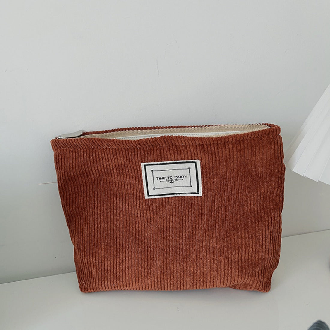 Cosbai - Solid Color Corduroy Makeup Bag