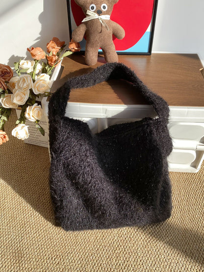 Interior view of Cosbai plush shoulder bag showing spacious