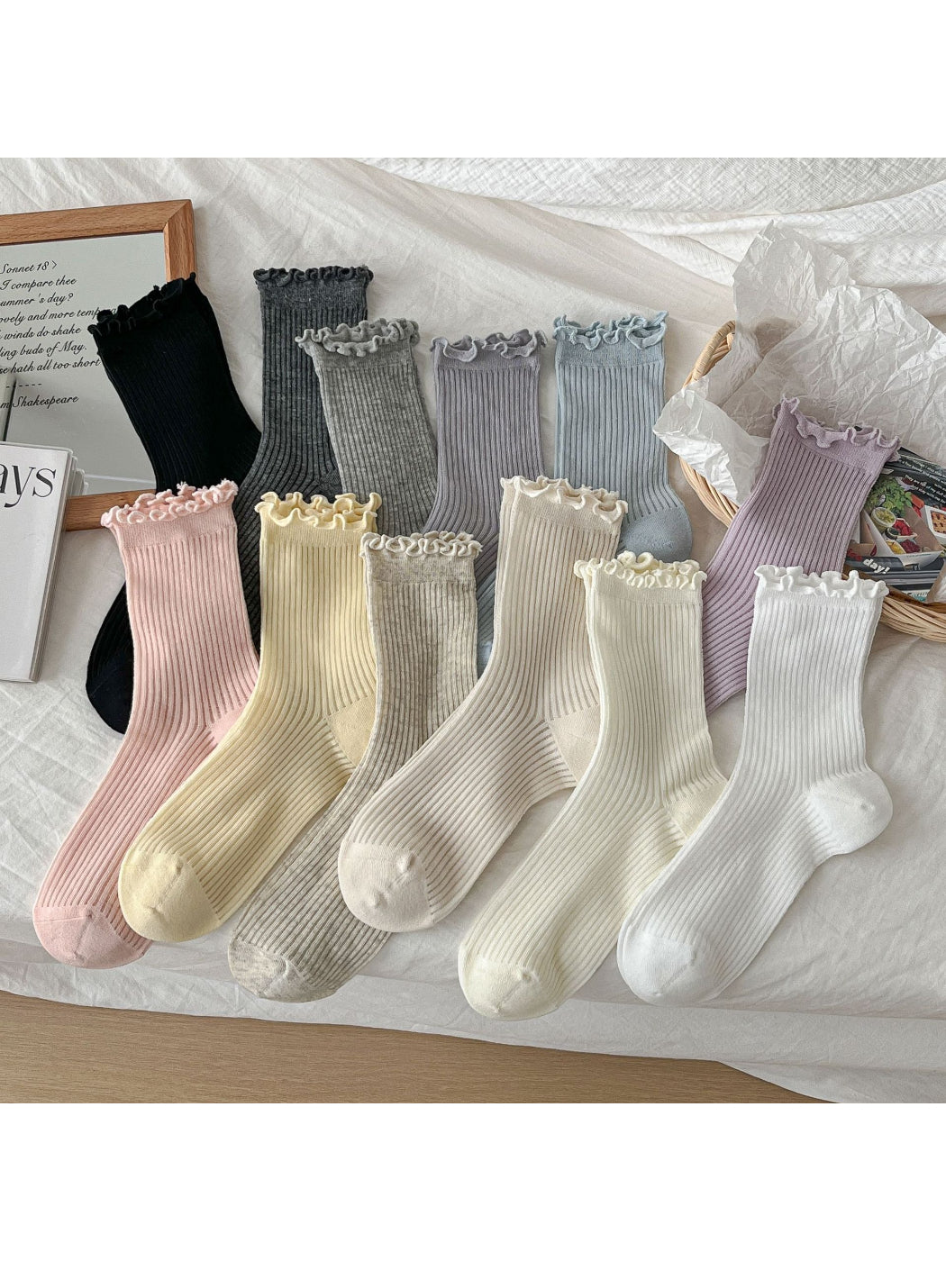 Rufia - Classic Ribbed Ruffle Crew Socks product image 1