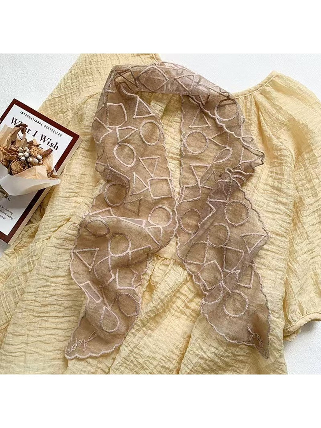 Scarvii - Embroidered Geometric Lace Scarf