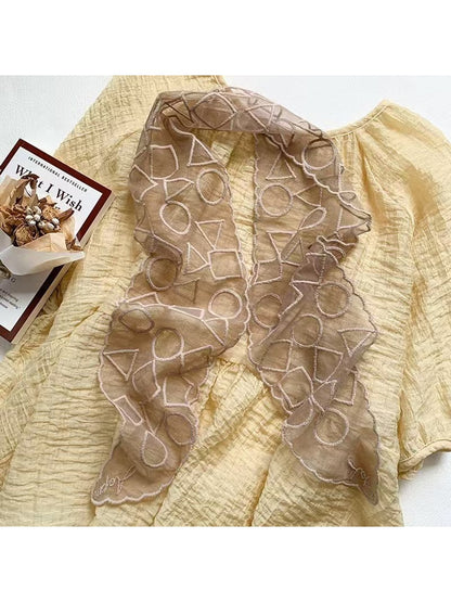 Scarvii - Embroidered Geometric Lace Scarf