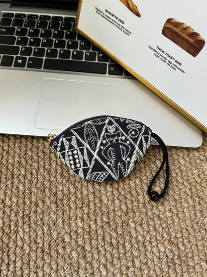 Cosbai - Pull-String Embroidery Keychain Pouch