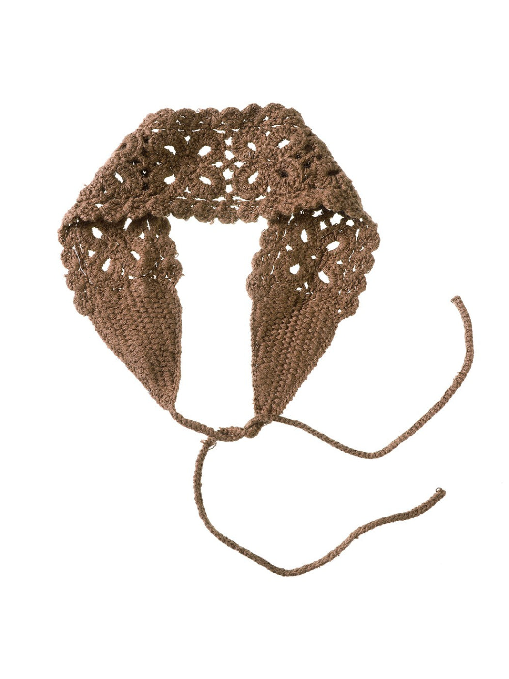 Scarvii crochet lace knit headband folded to show texture and knit details