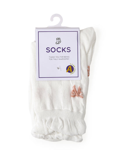 Rufia - White Rolled Edge Socks for Women