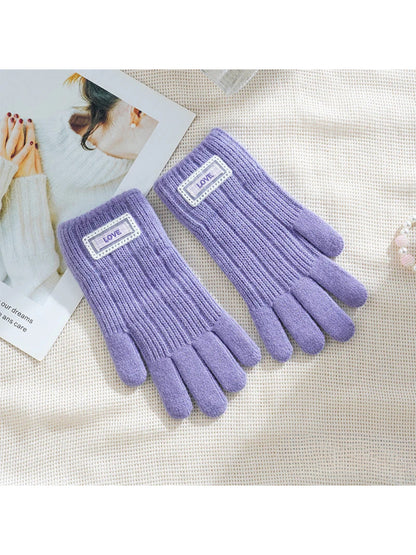 Gloving - Fuzzy Texture Ribbed Cuff Gloves