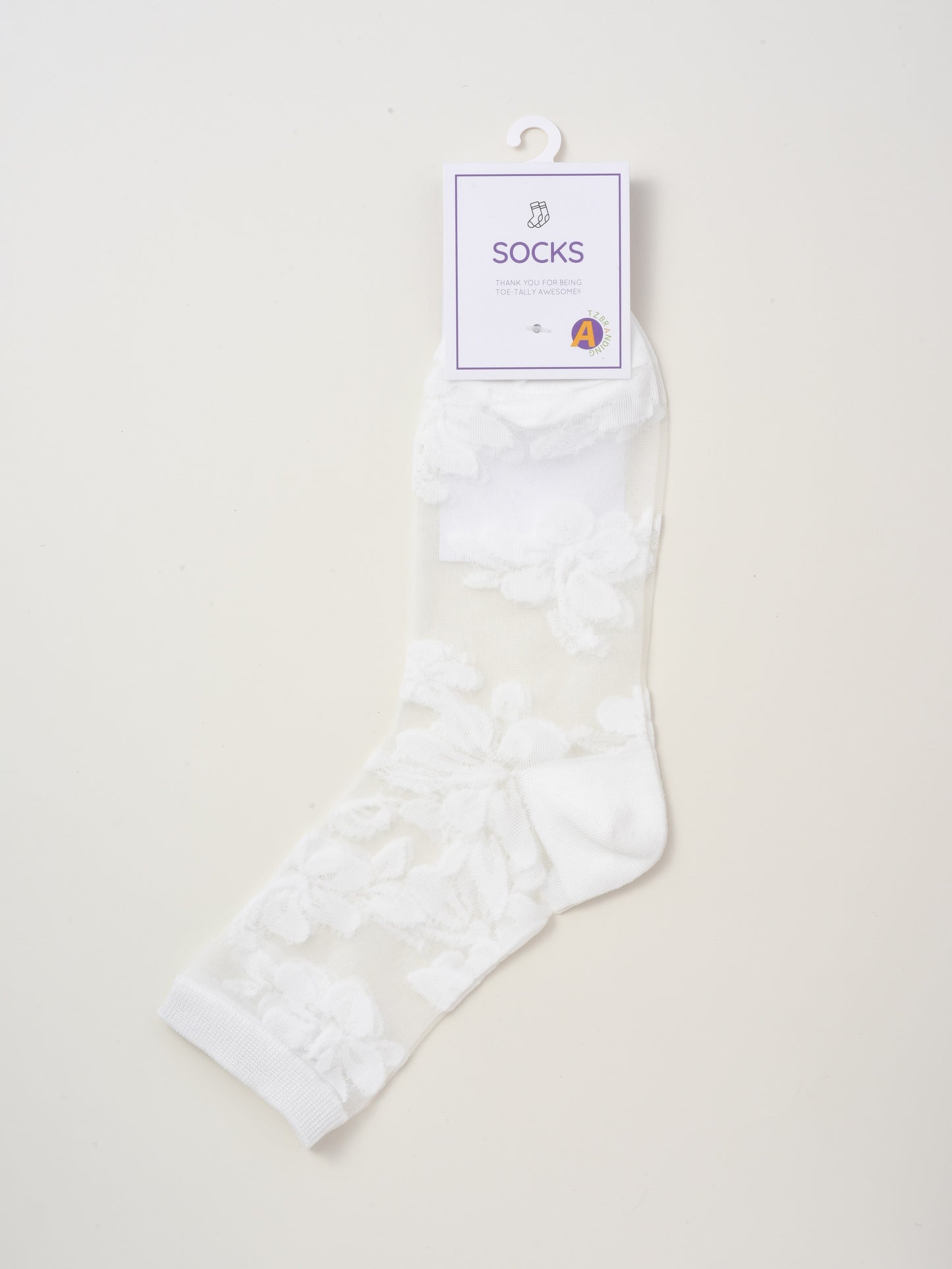 Rufia - Delicate Floral Tulle Crew Sheer Socks