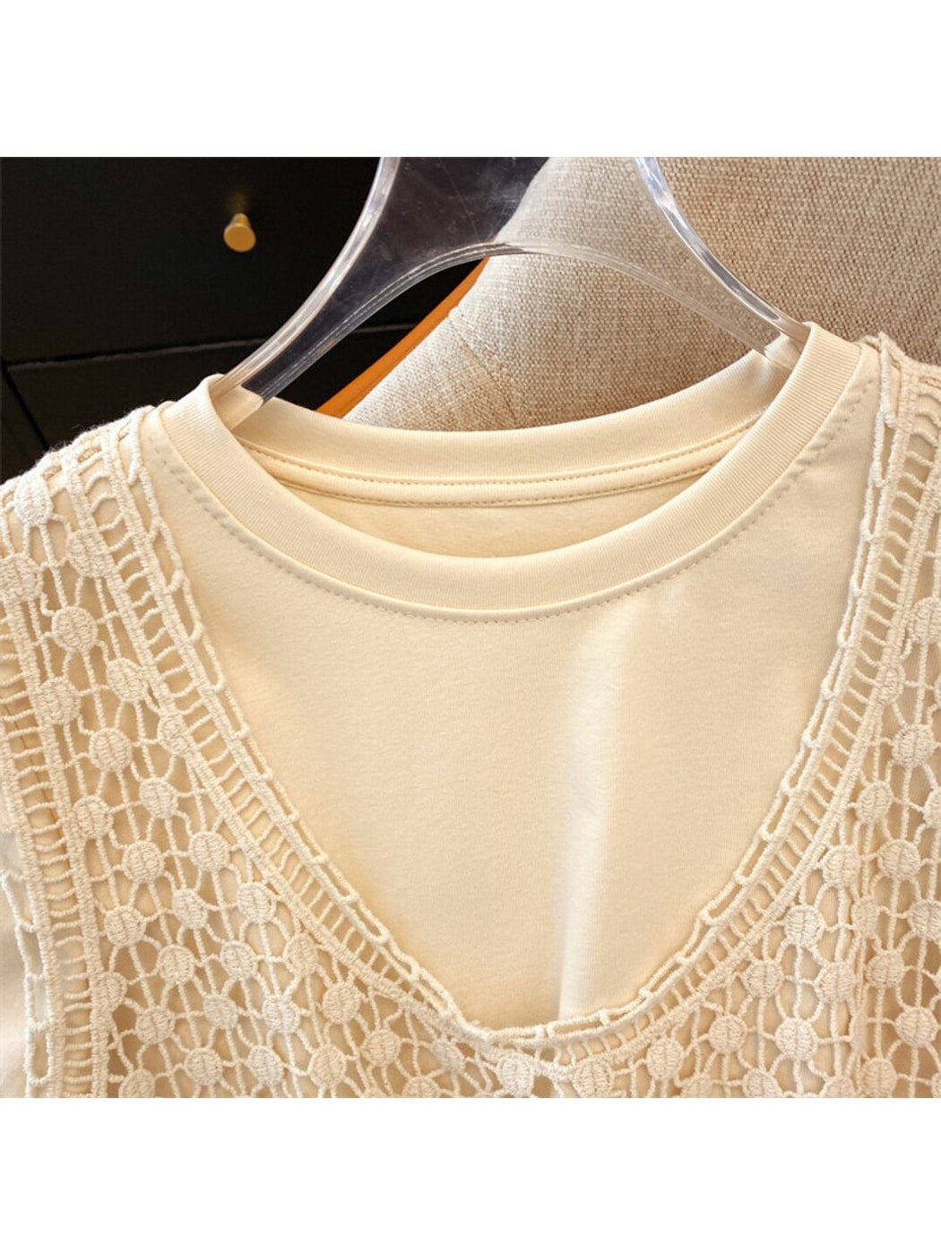 Crosa - Paisley and Geometric Hollow Out Knit Vest Top