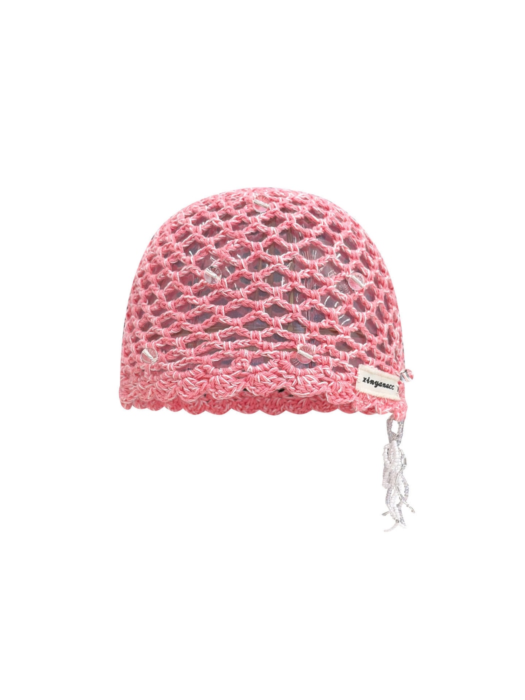 Haila - Solid Color Foldable Hollow Out Knit Beanie