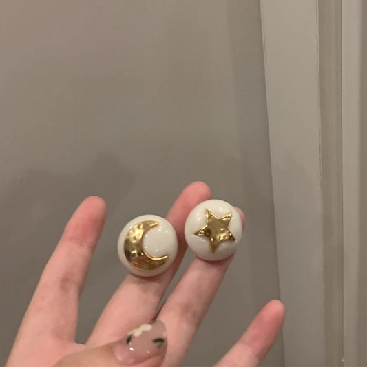 Asymmetrical Star & Moon Earrings