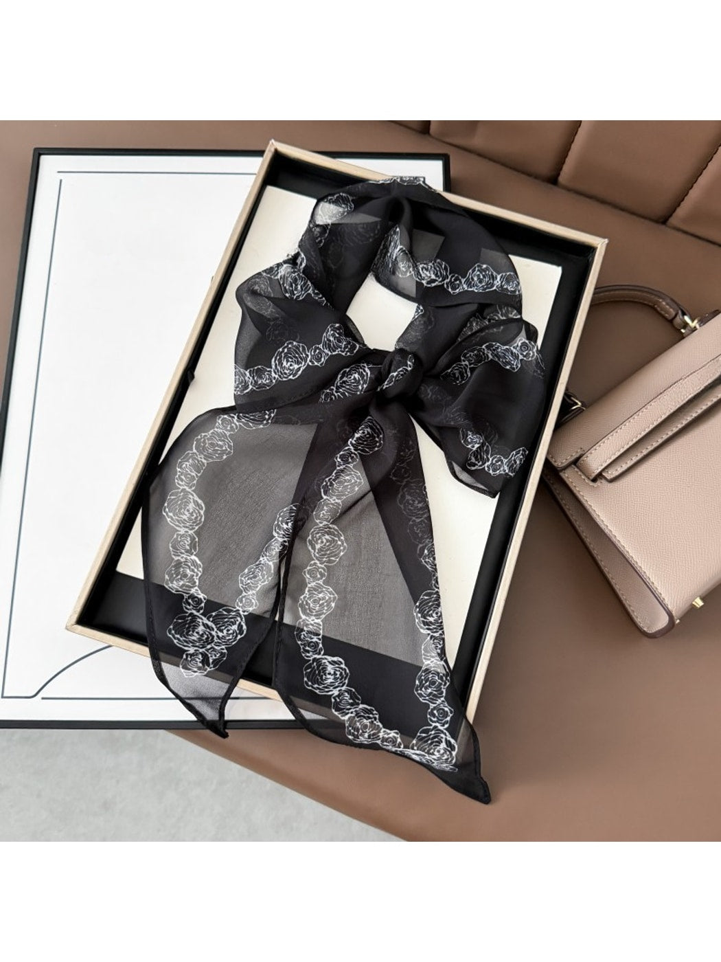 Scarvii - Black Sheer Long Narrow Styling Scarf