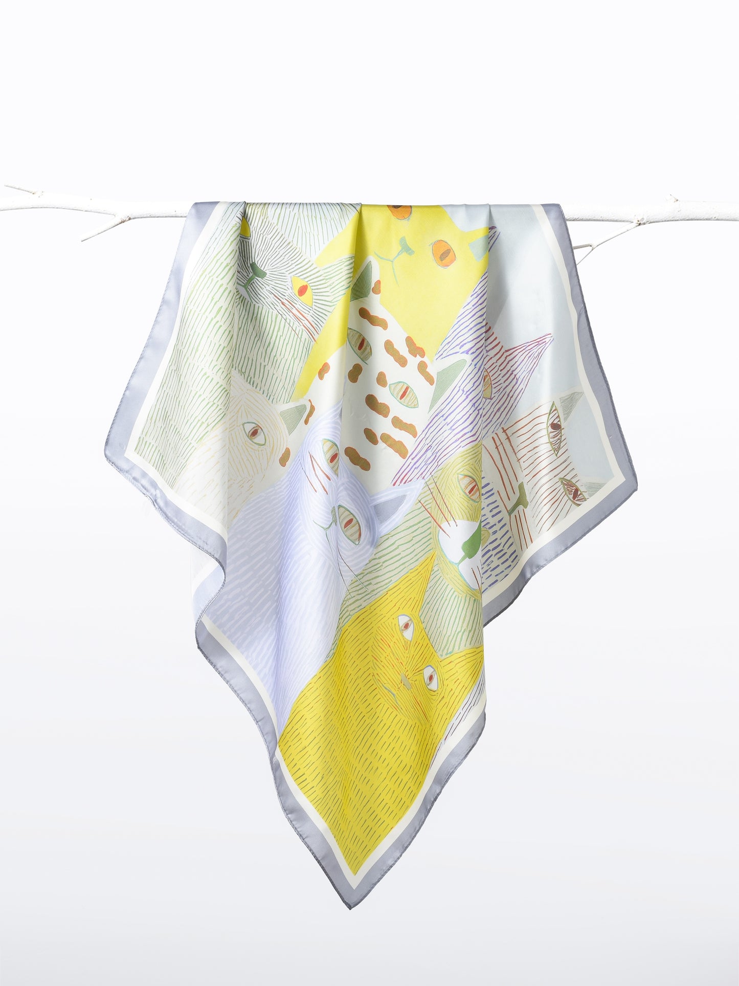 Scarvii - Playful Cat Print Square Scarf