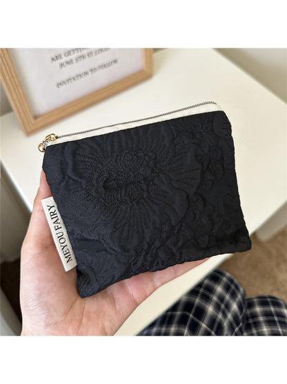 Cosbai - Textured Floral Mini Storage Zipper Bag