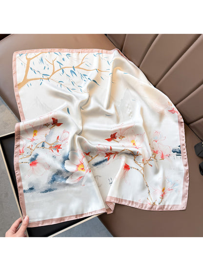 Scarvii Magnolia Floral Square Scarf