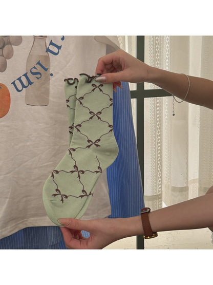 Rufia - Bow Pattern Frill Edge Crew Socks product image 6