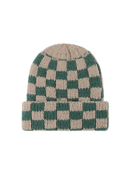 Haila - Checkerboard Knit Cuffed Beanie