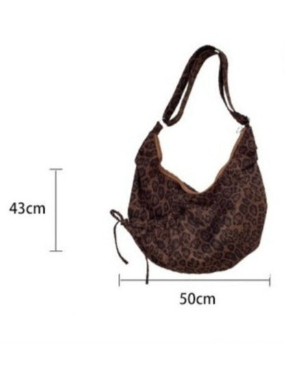 Cosbai - Leopard Print Hobo Zipper Shoulder Bag
