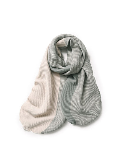 Scarvii - Double-Sided Crinkle Colorblock Long Scarf