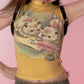 Vesty- Vintage Cat Short Tank Top - Yellow & Black