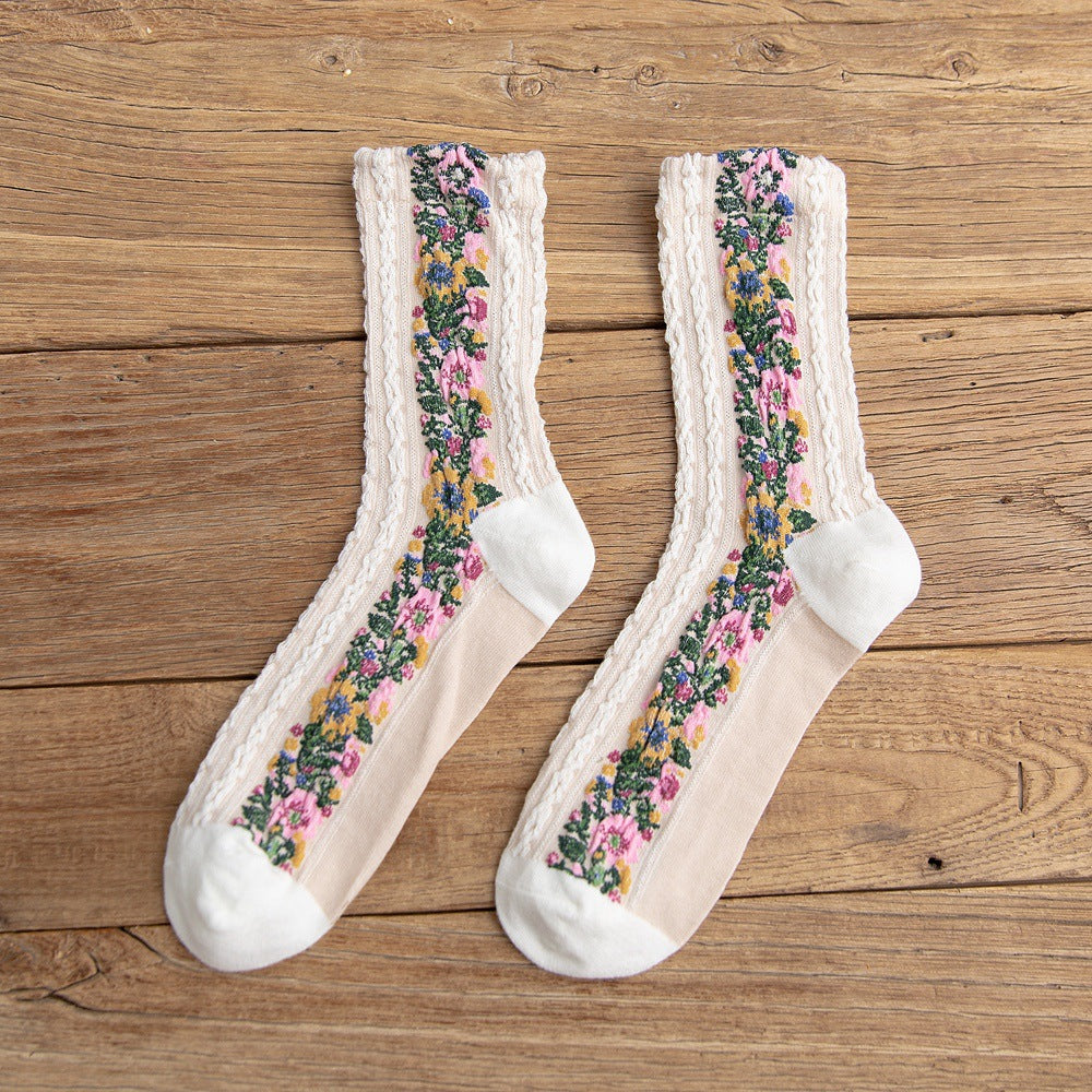 Rufia - Vintage Floral Print Summer Socks