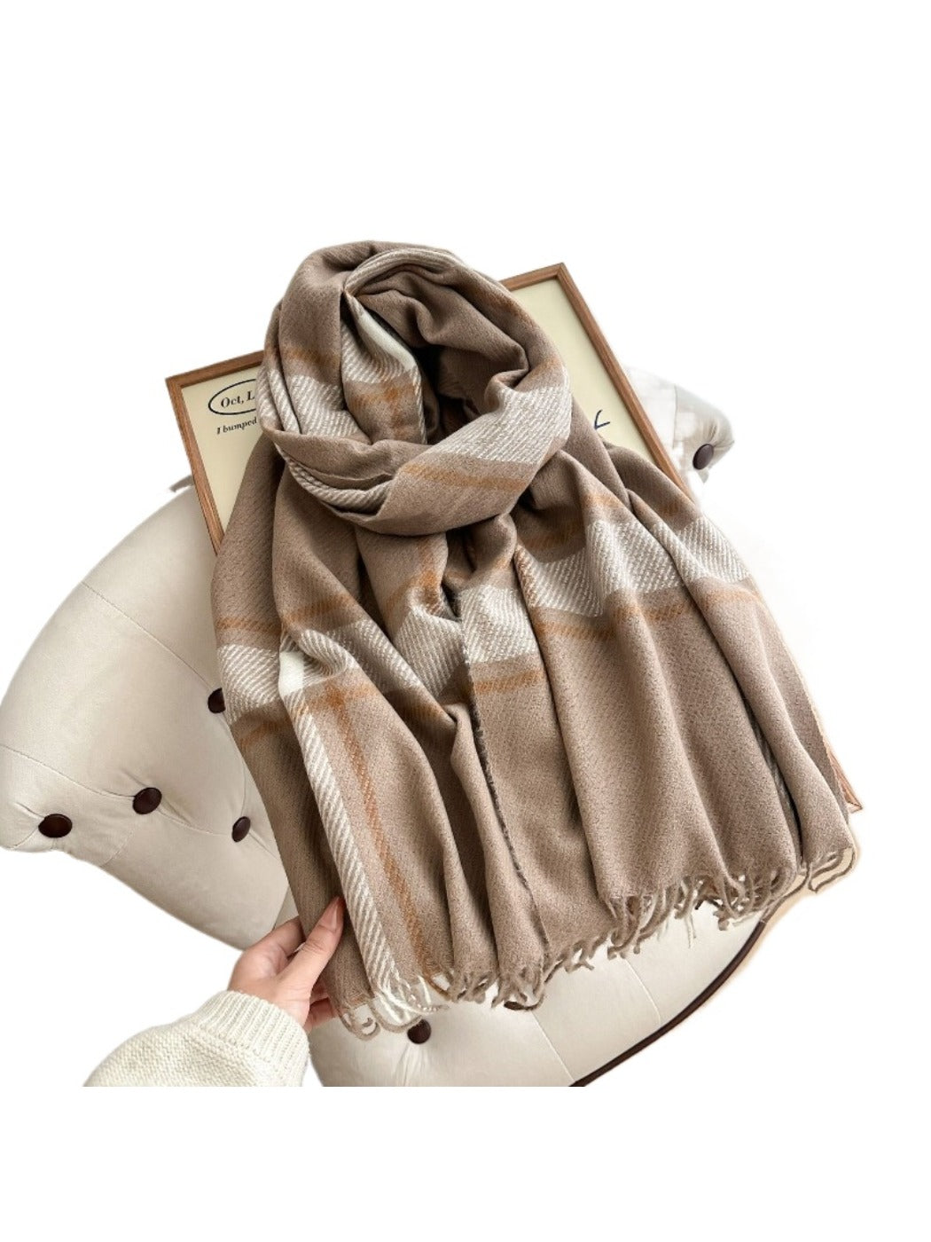 Scarvii - Cozy Plaid Tassel Scarf for Women