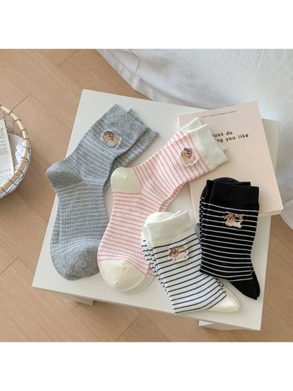 Rufia - Puppy Patch Striped Everyday Crew Socks