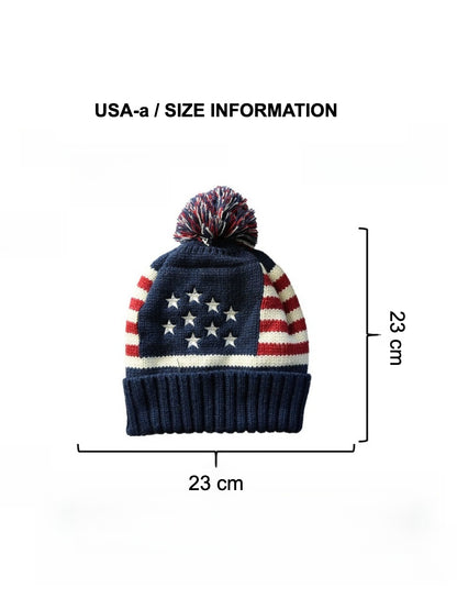 Haila - Winter Knitted Beanie with Flag Pattern