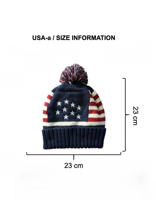 Haila - Winter Knitted Beanie with Flag Pattern