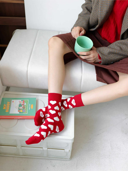 Rufia - Graphic Heart Pattern Crew Socks