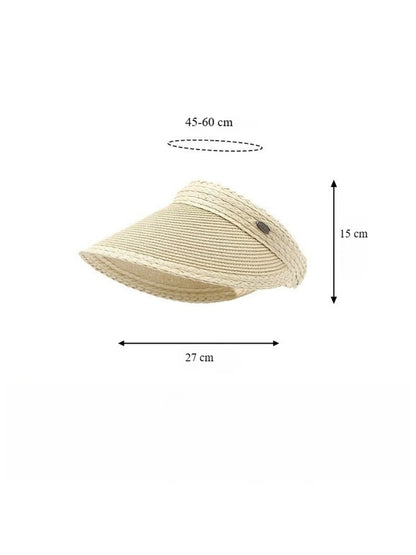 Haila - Solid Color Weave Style Wide Brim Visor Cap