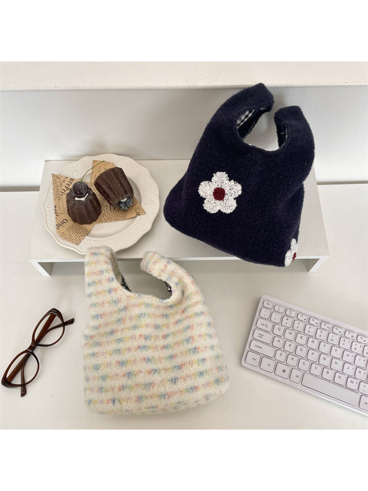 Cosbai - Plush Floral Mini Shoulder Bag