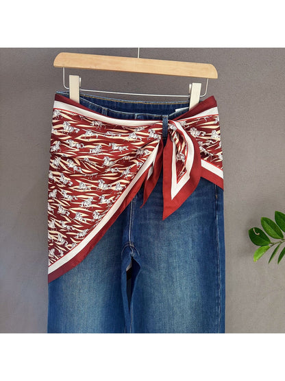 Scarvii - Horse Print Contrast Border Triangle Bandana