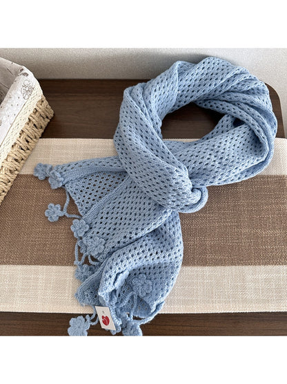 Scarvii - Elegant Retro Openwork Floral Fringe Scarf & Shawl