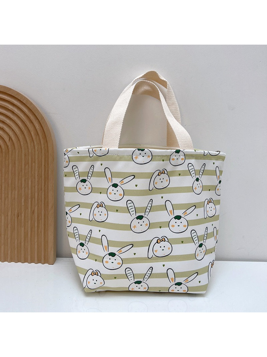 Cosbai lunch tote bag with colorful animal illustrations on fabric