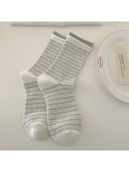 Rufia Dreamy Blue Trim Mixed Crew Socks displayed with packaging label