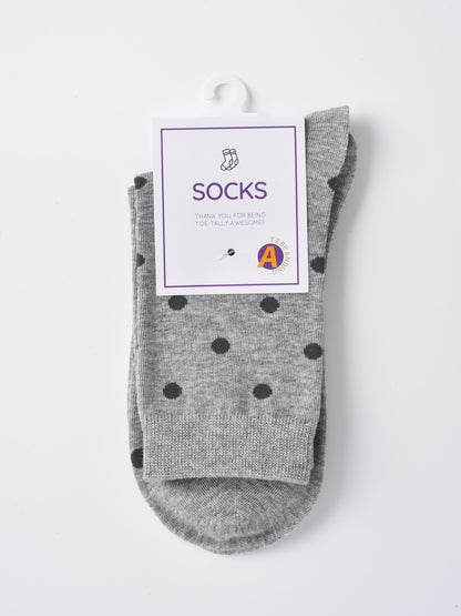Rufia - Gray Floral Bow Mid-Calf Socks for Women