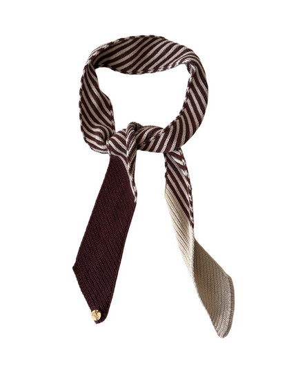 Scarvii - Color Block Diagonal Stripe Knit Skinny Scarf
