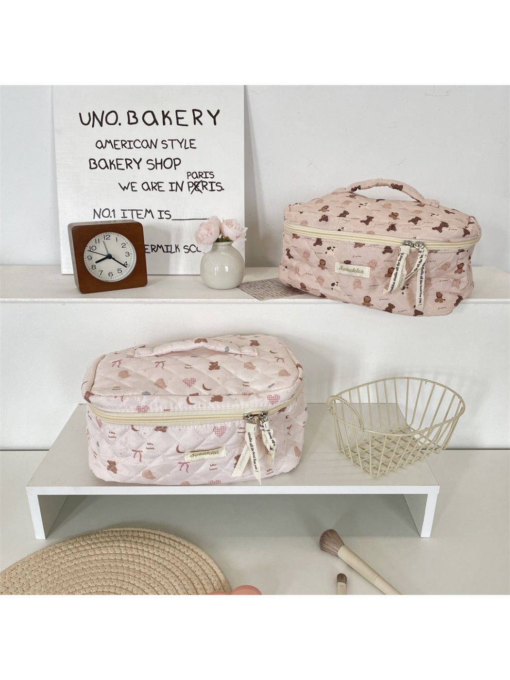 Cosbai - Quilted Travel Makeup Bag